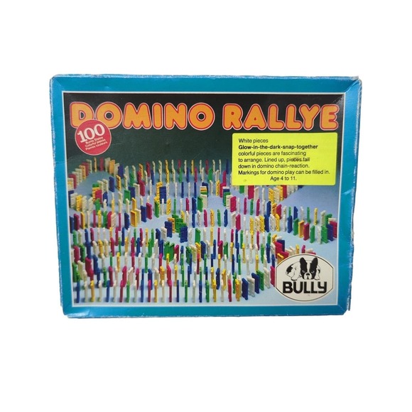 Bully Other - Domino Rallye Bully West Germany 1982 Glow In Dark Snap Together 92 Pieces Rare